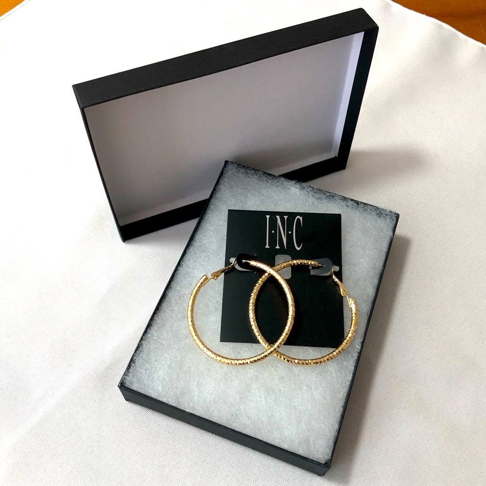 New INC gold hoop earrings